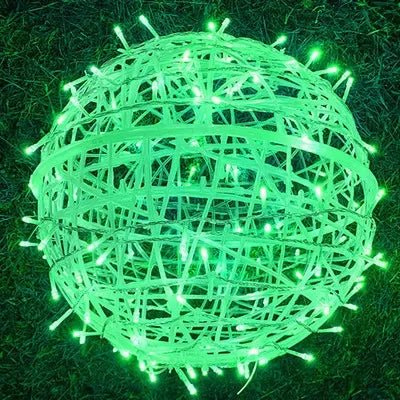 Guirnalda de Luces Decorativa para Exterior con Bolas de Ratán - Iluminación para Jardín - Esferas Decorativas