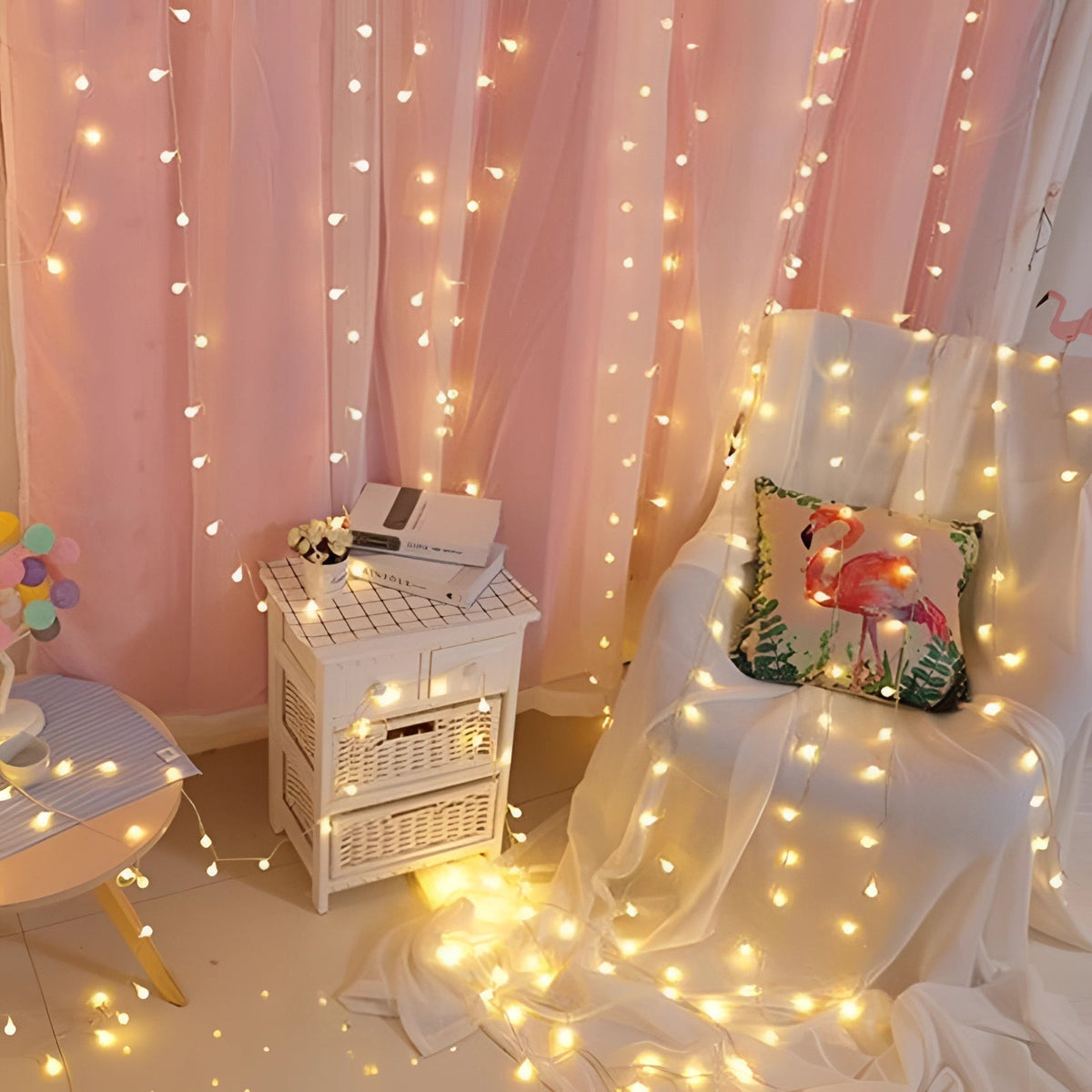 Guirnalda de Luces LED a Pilas Blanco Cálido - Decoración Acogedora de Interior para Dormitorio