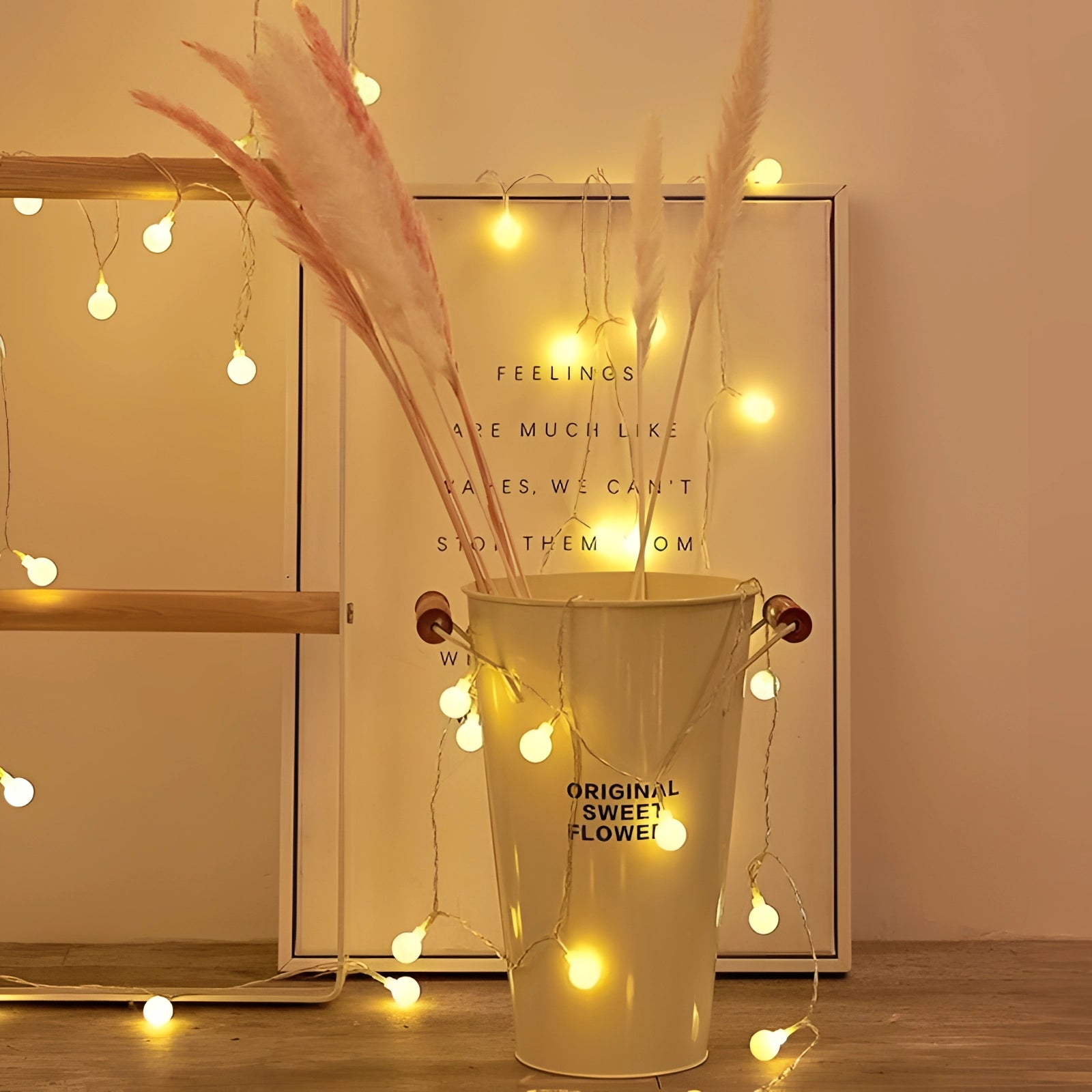 Guirnalda de Luces LED a Pilas Blanco Cálido - Decoración Acogedora de Interior para Dormitorio