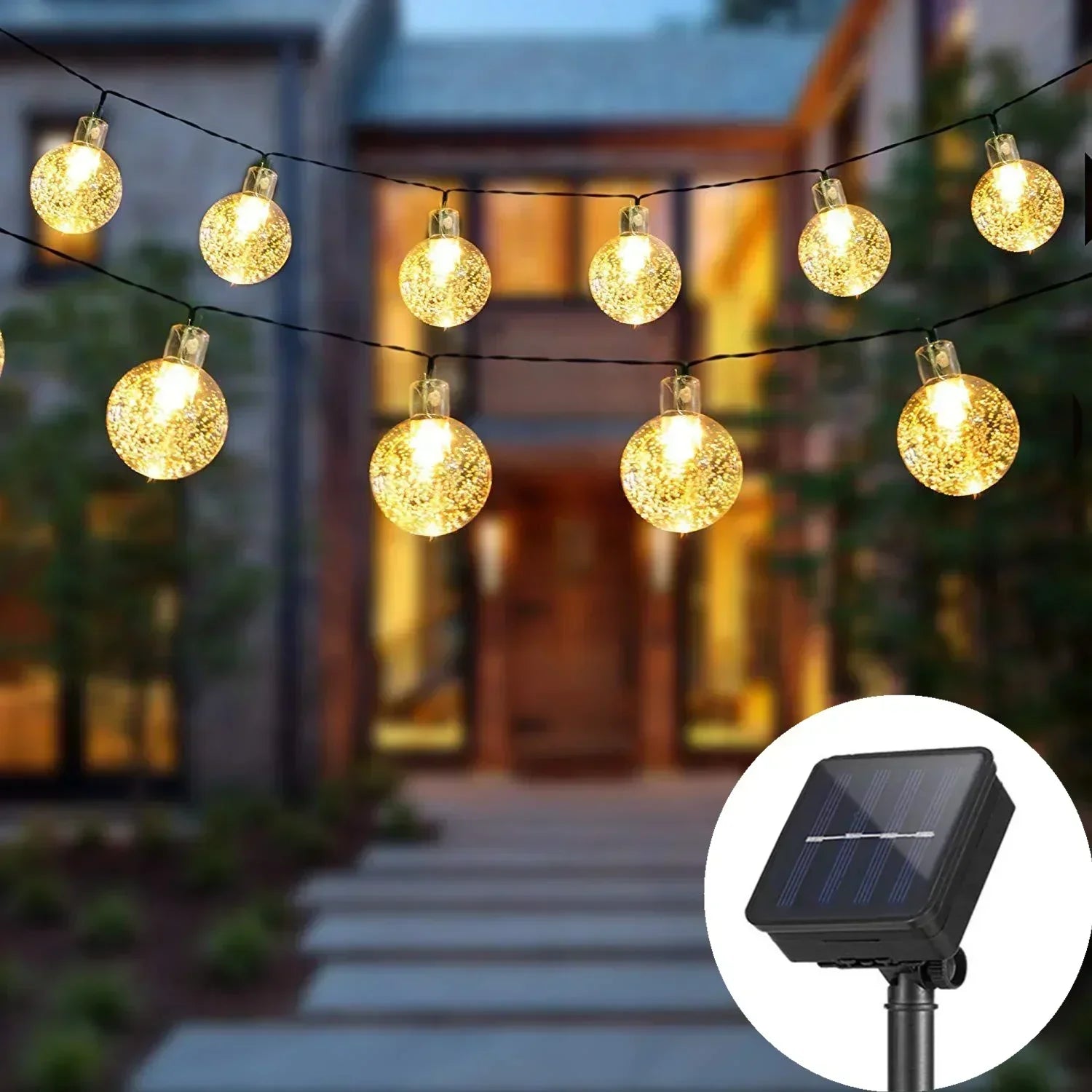 Guirnalda de luces LED solares para exterior - Resistente al agua - Para jardín