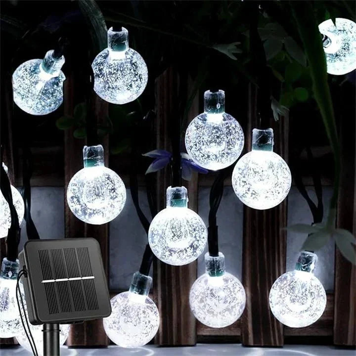 Guirnalda de luces LED solares para exterior - Resistente al agua - Para jardín