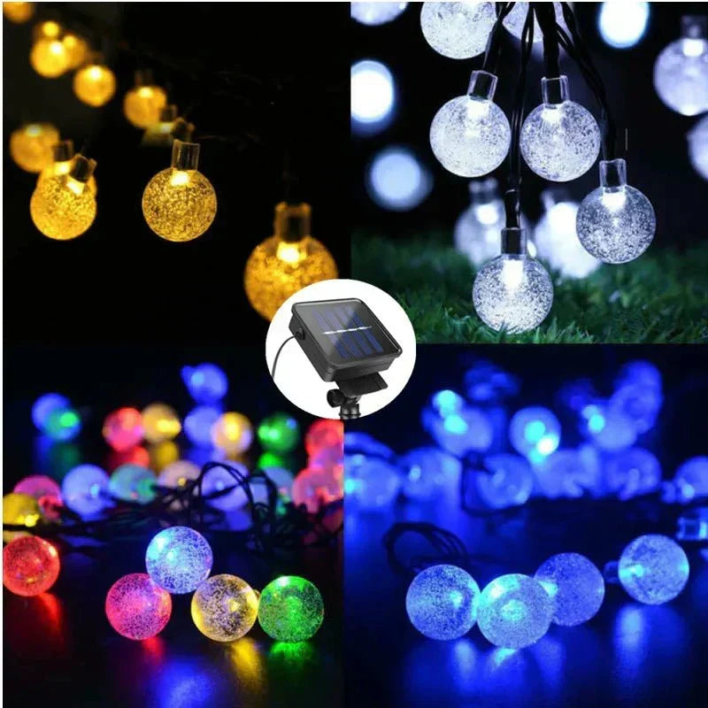 Guirnalda de luces LED solares para exterior - Resistente al agua - Para jardín