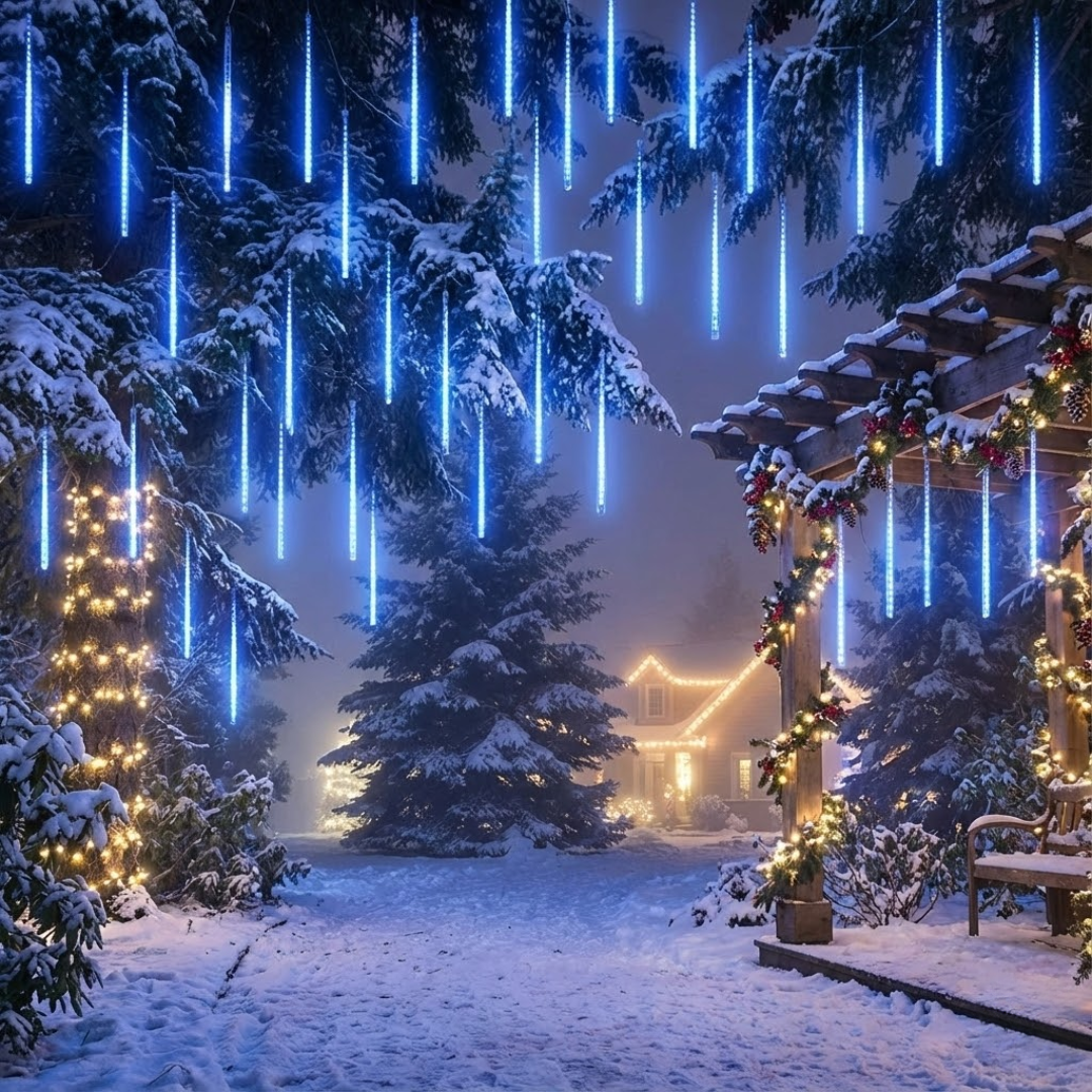 Guirnalda luminosa tormenta de nieve