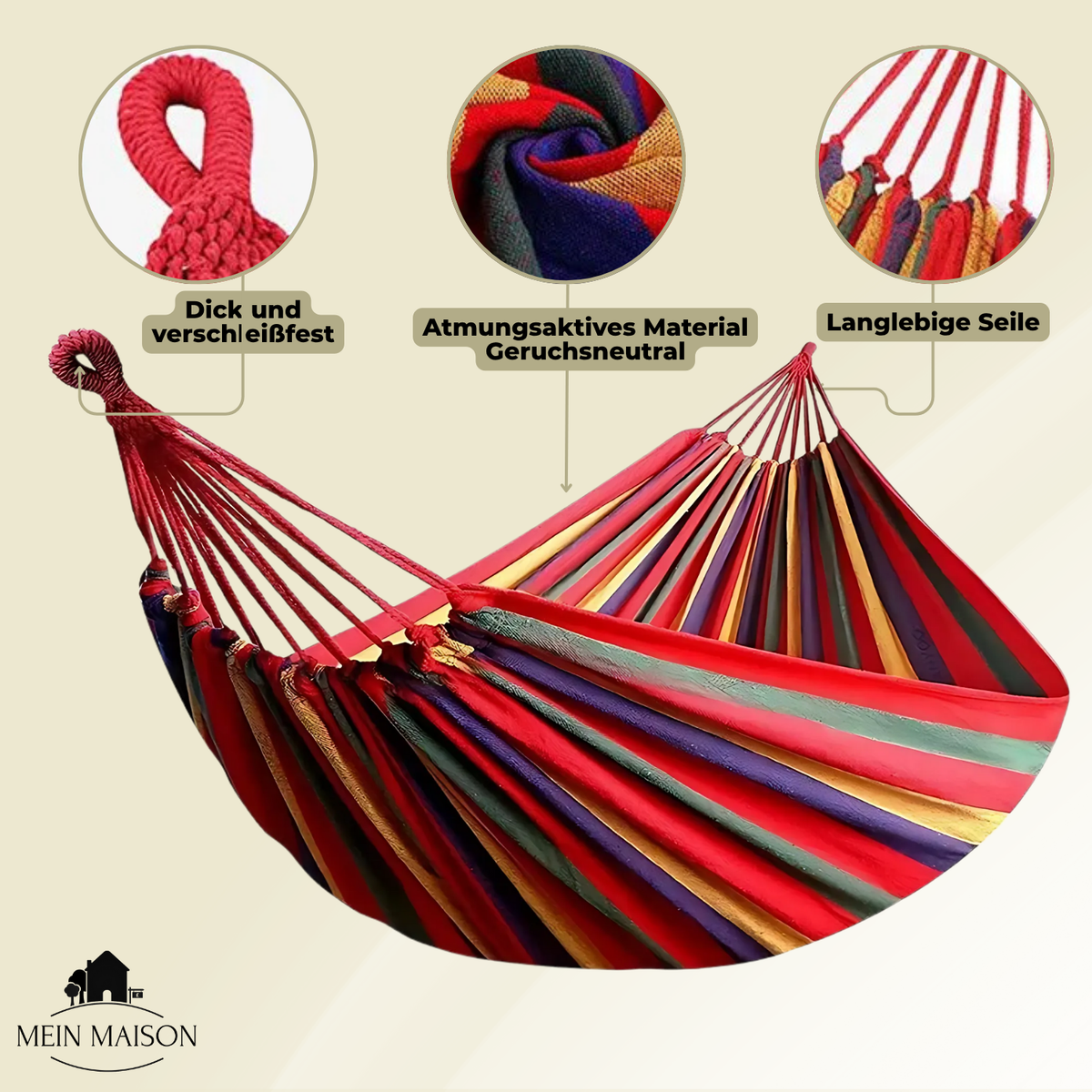 Hamaca colgante | Lona resistente | Diseño antivuelco | Capacidad de carga 200 kg