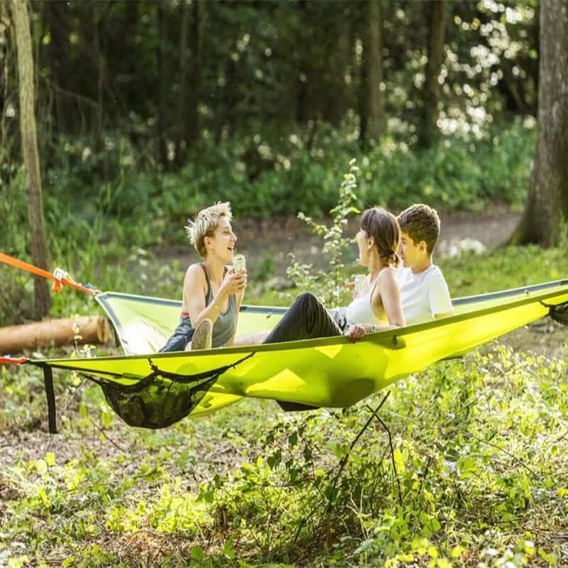 Hamaca de camping multipersona con sistema de anclaje de 3 puntos