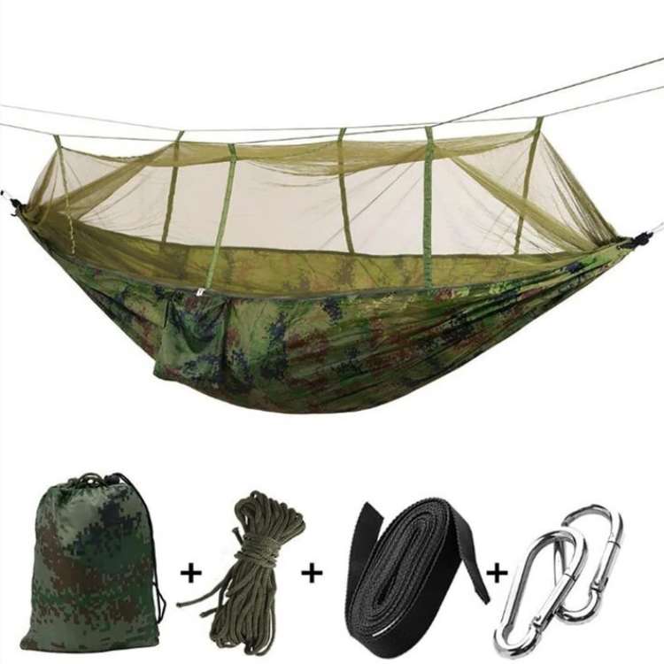 Hamaca portátil para camping y exteriores con mosquitera