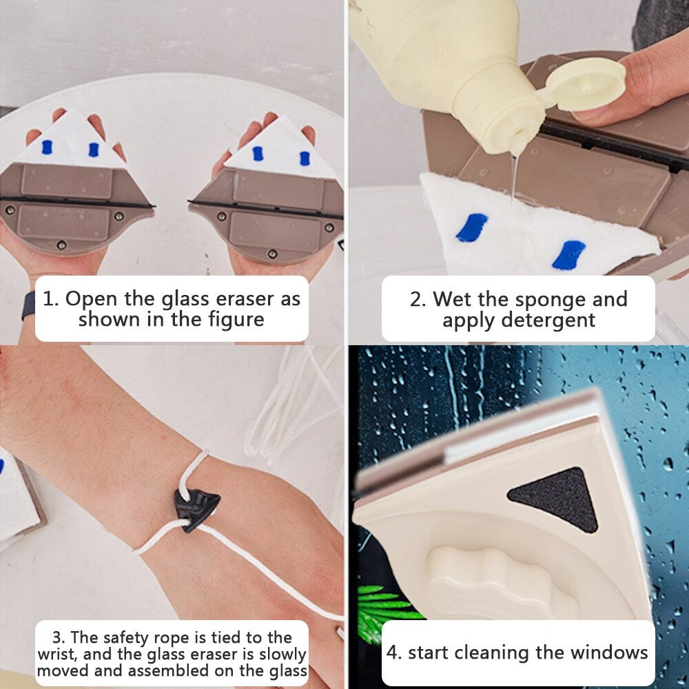 Herramienta práctica de limpieza de ventanas de doble cara