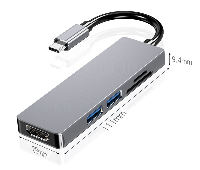 Hub USB-C: Solución compacta 5 en 1 con HDMI 4K
