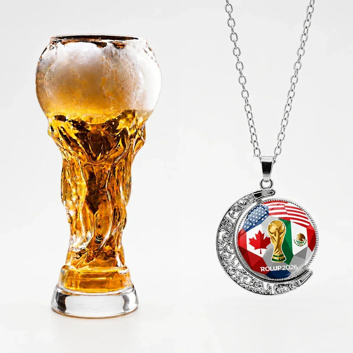 Jarra de vidrio con diseño de Copa del Mundo – Elegante vaso de cristal para bebidas como regalo para aficionados al fútbol