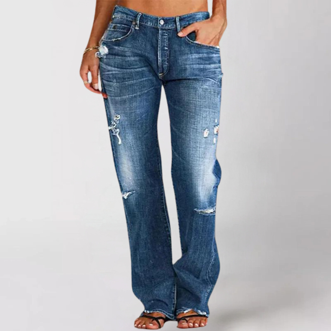 Jeans de denim con corte relajado y pierna ancha