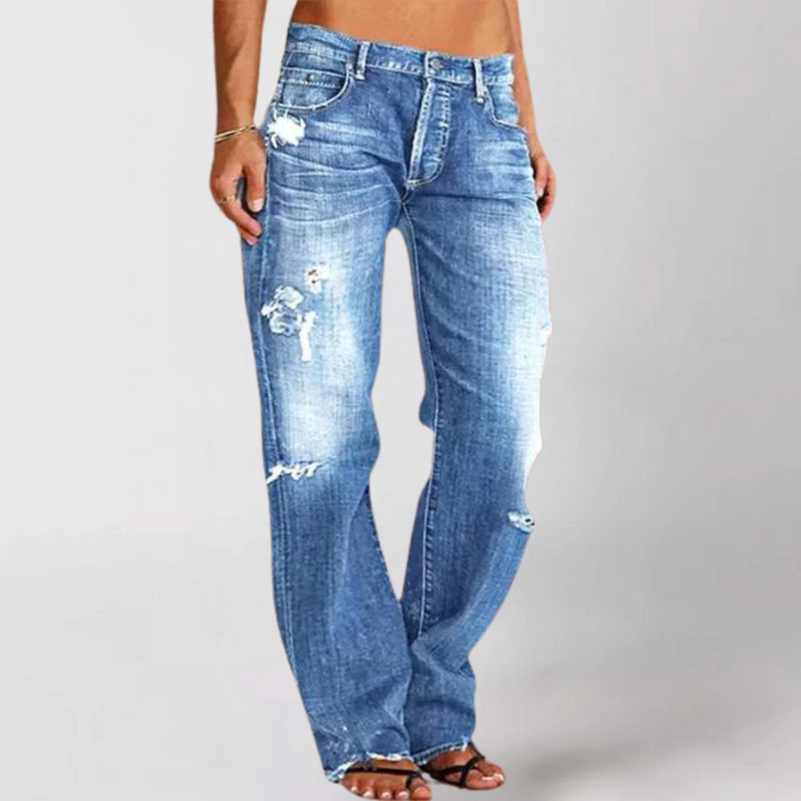 Jeans de denim con corte relajado y pierna ancha