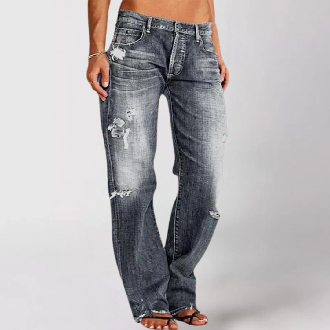 Jeans de denim con corte relajado y pierna ancha
