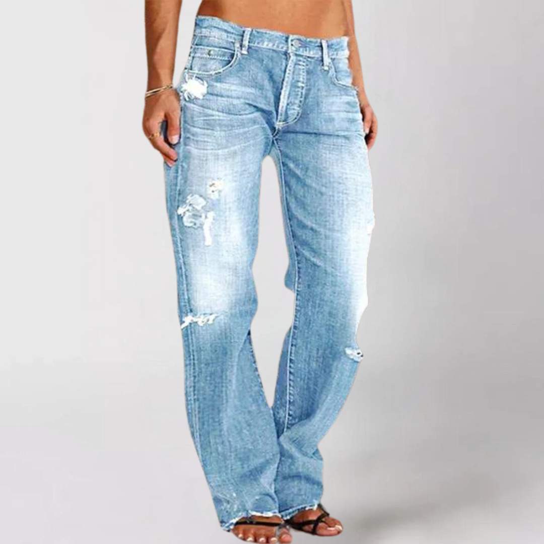 Jeans de denim con corte relajado y pierna ancha