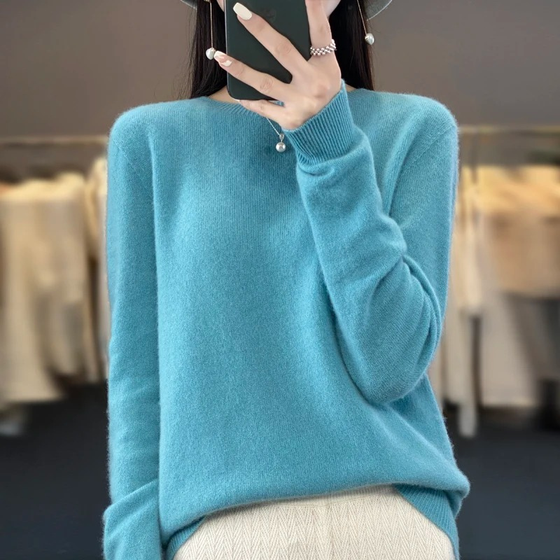 Jersey de Cachemira para Mujer con Cuello Redondo, Elegante, Suave y Cómodo