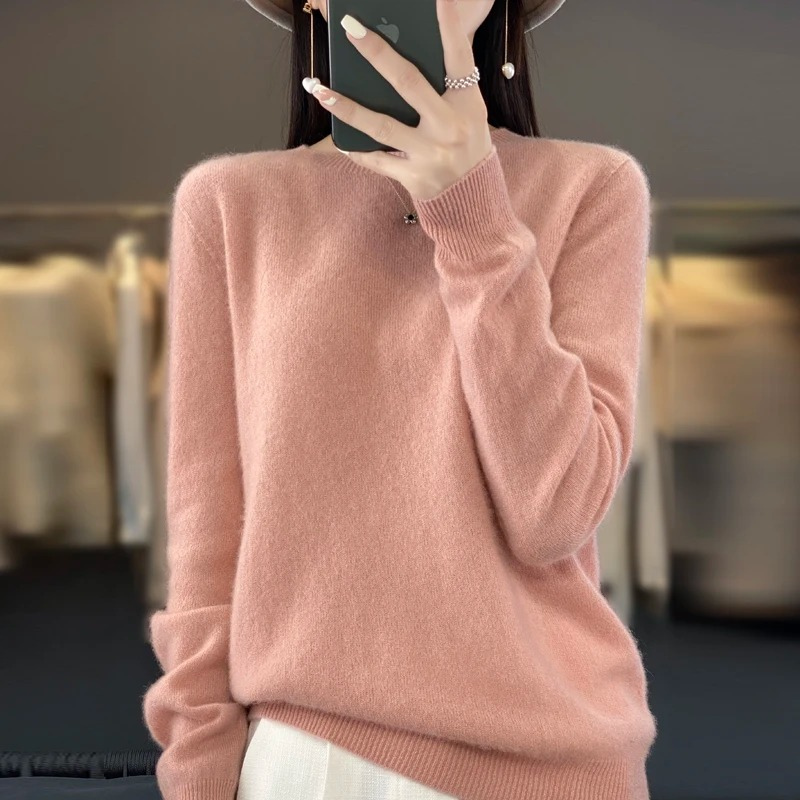 Jersey de Cachemira para Mujer con Cuello Redondo, Elegante, Suave y Cómodo