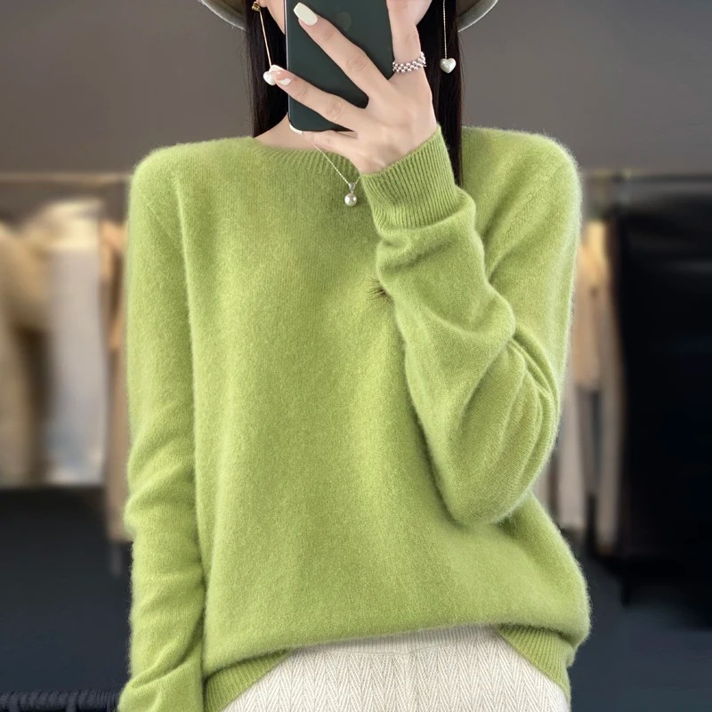Jersey de Cachemira para Mujer con Cuello Redondo, Elegante, Suave y Cómodo