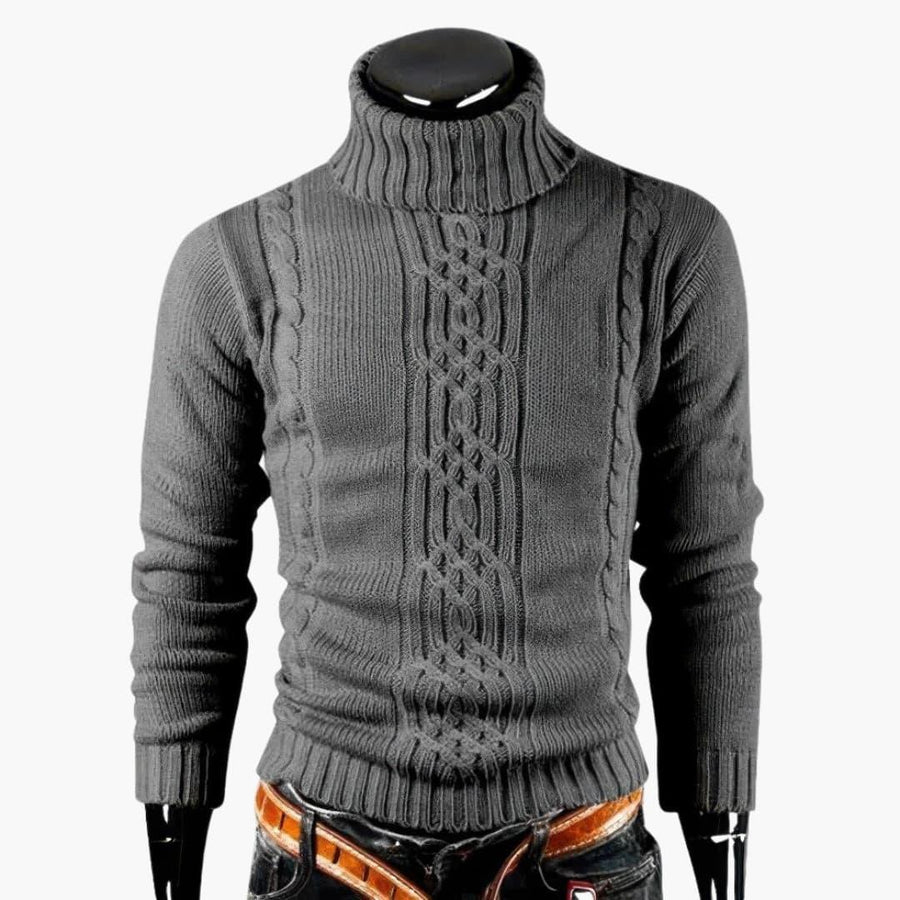 Jersey de cuello alto acanalado y manga larga para hombre