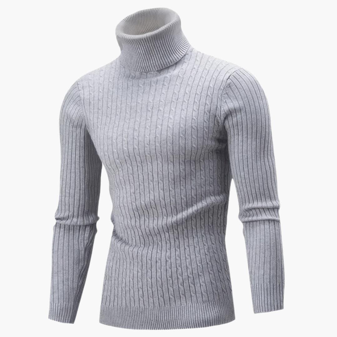 Jersey de cuello alto acanalado y manga larga para hombre
