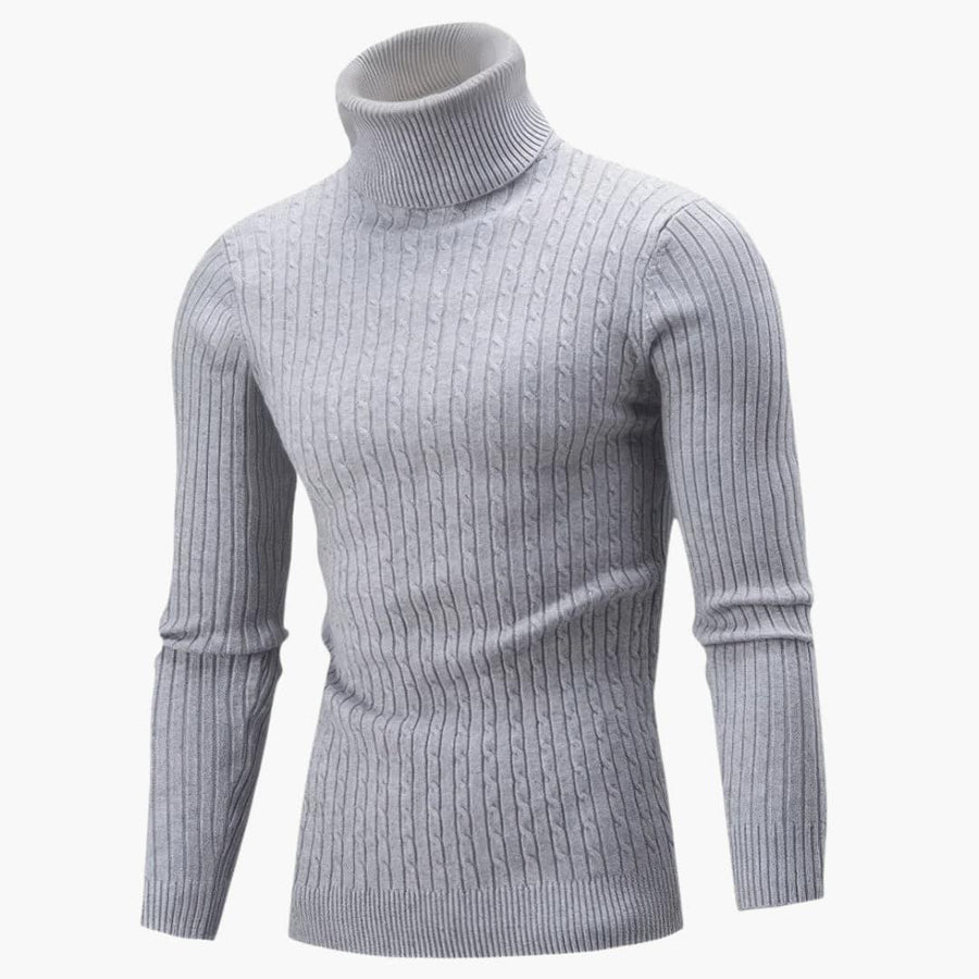 Jersey de cuello alto acanalado y manga larga para hombre