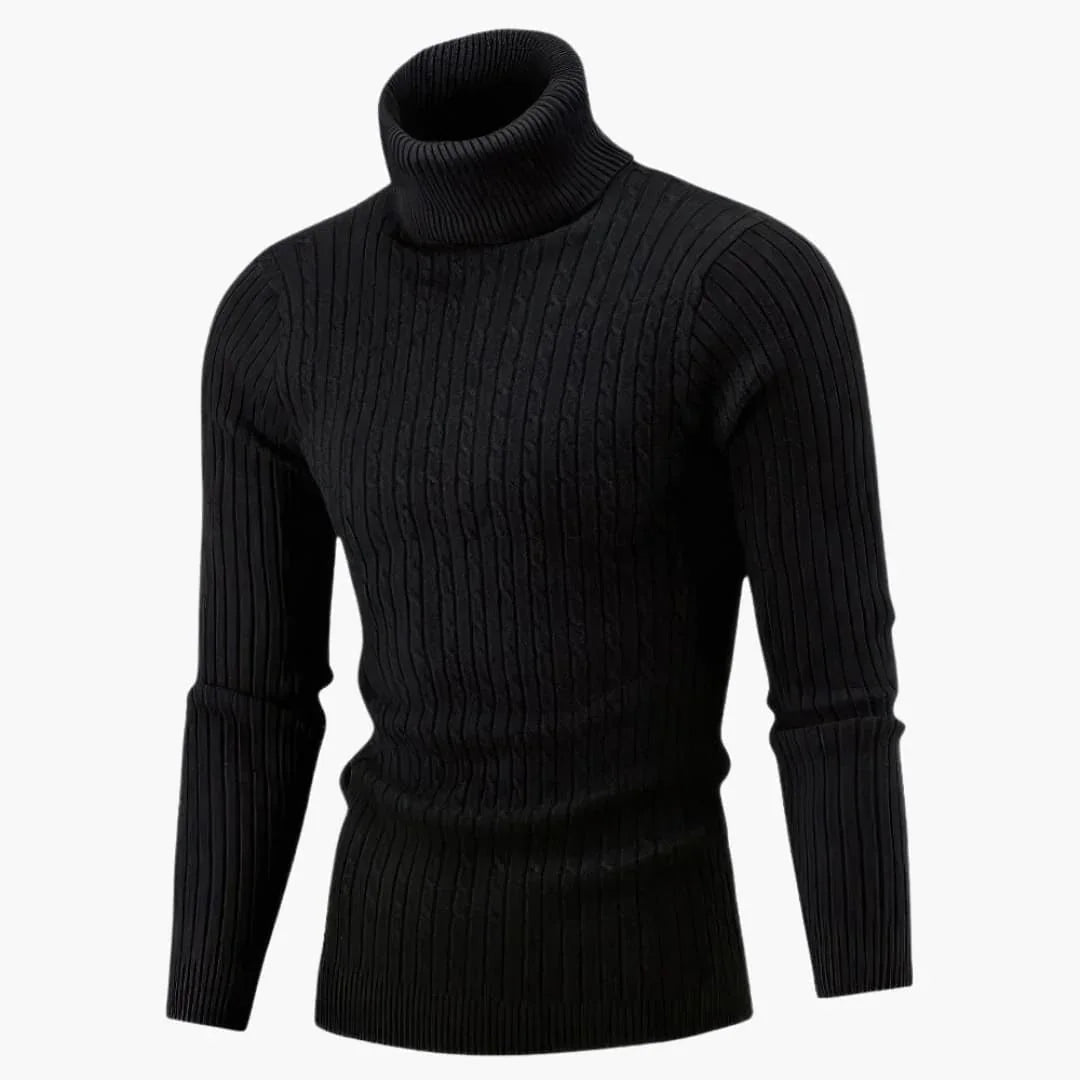 Jersey de cuello alto acanalado y manga larga para hombre