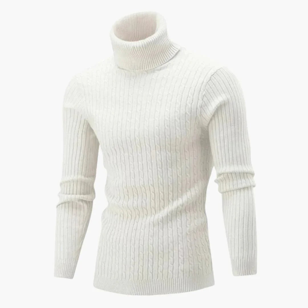 Jersey de cuello alto acanalado y manga larga para hombre
