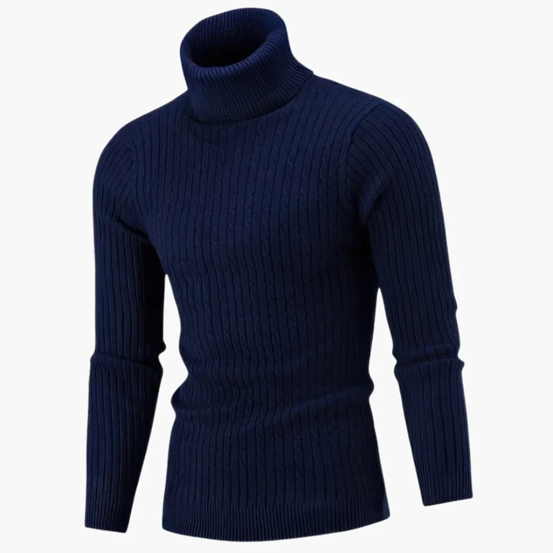 Jersey de cuello alto acanalado y manga larga para hombre