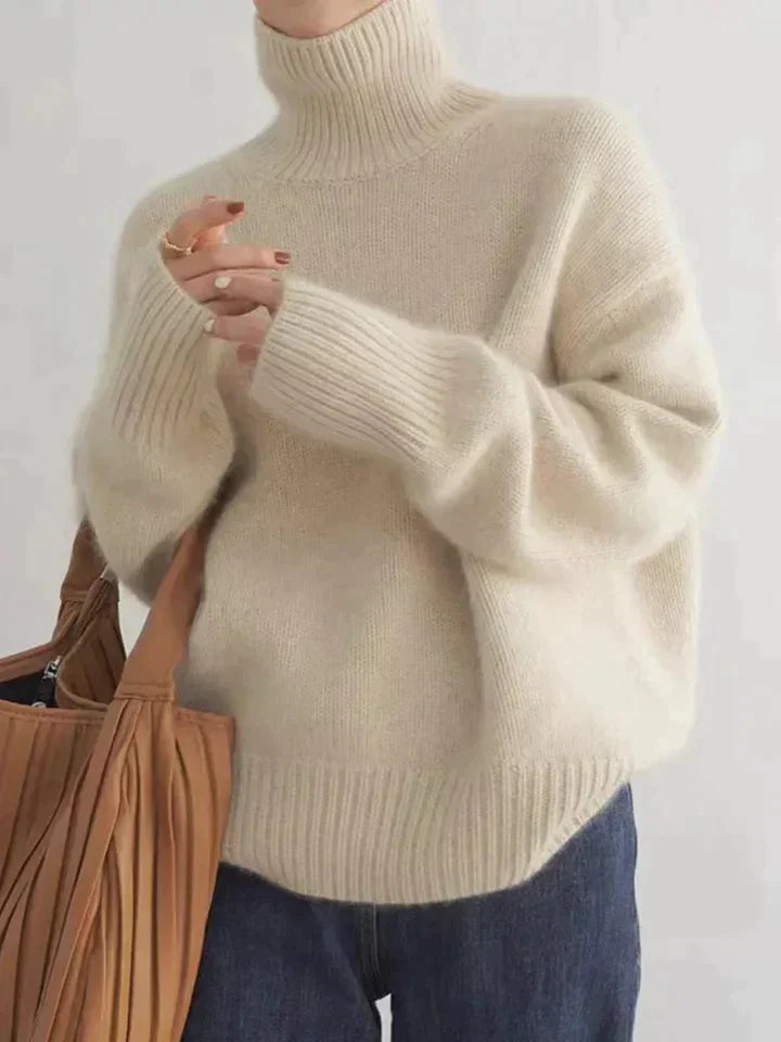 Jersey de cuello alto de cachemira para mujer