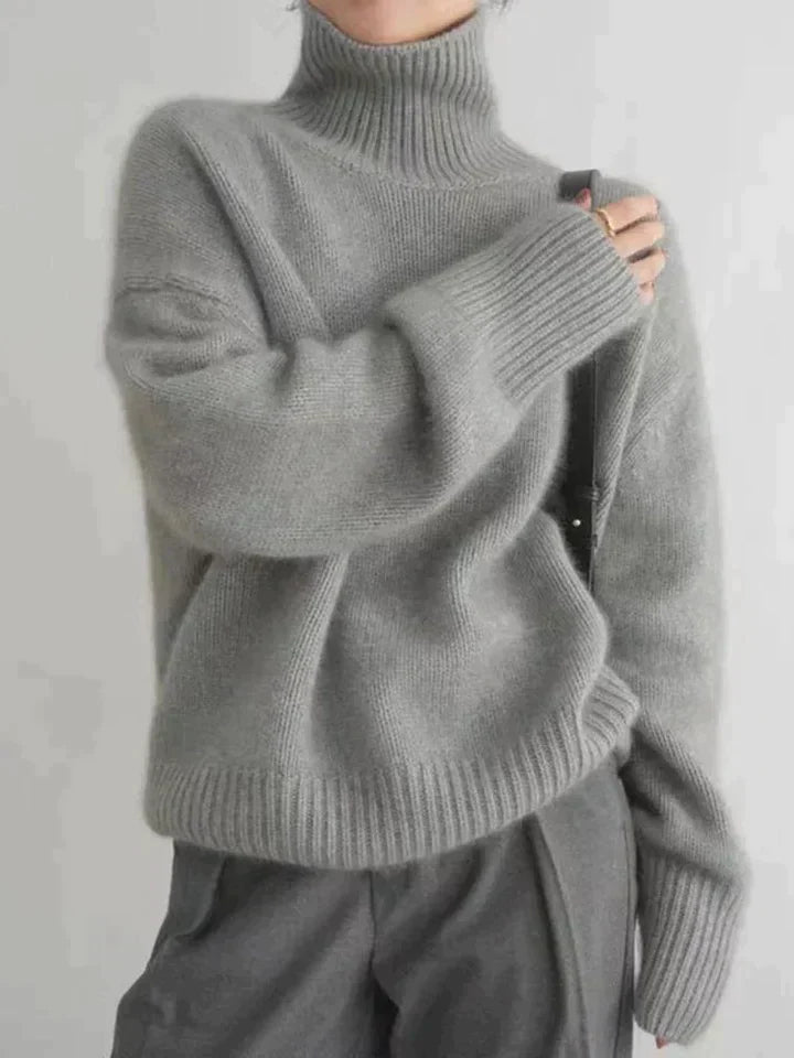 Jersey de cuello alto de cachemira para mujer