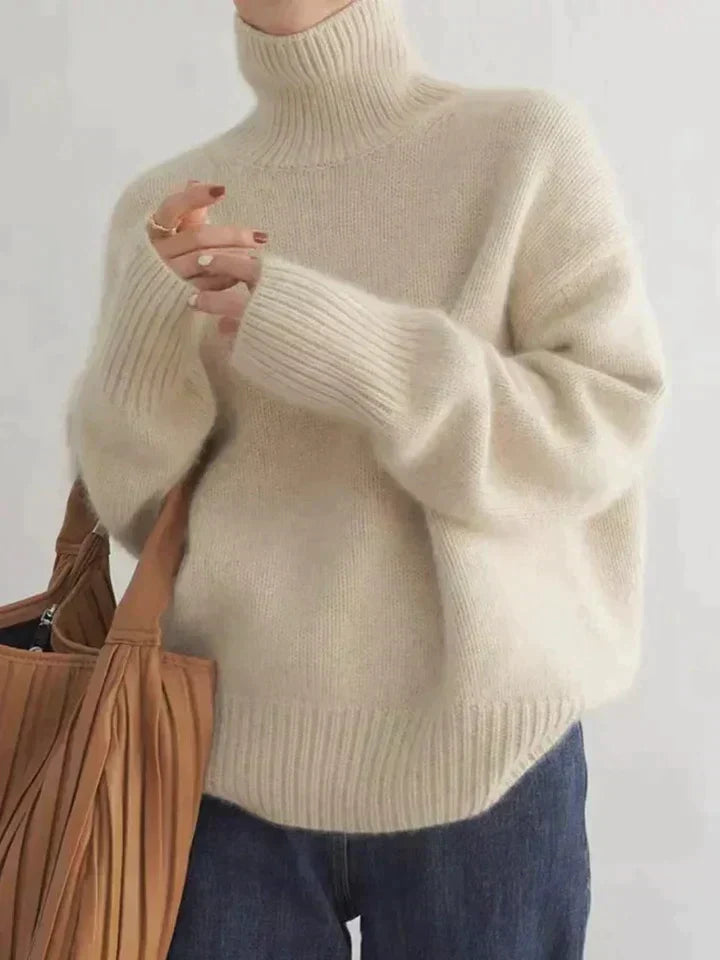 Jersey de cuello alto para mujer: jersey de punto lujoso y elegante
