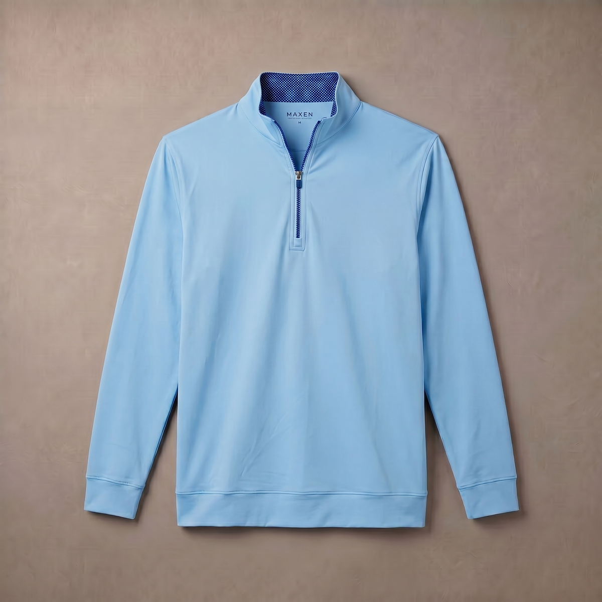 Jersey de golf para hombre con cremallera de un cuarto, elástico en 4 direcciones y de secado rápido