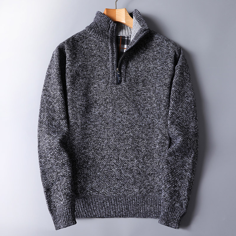 Jersey de punto acanalado para hombre con cremallera 1/4