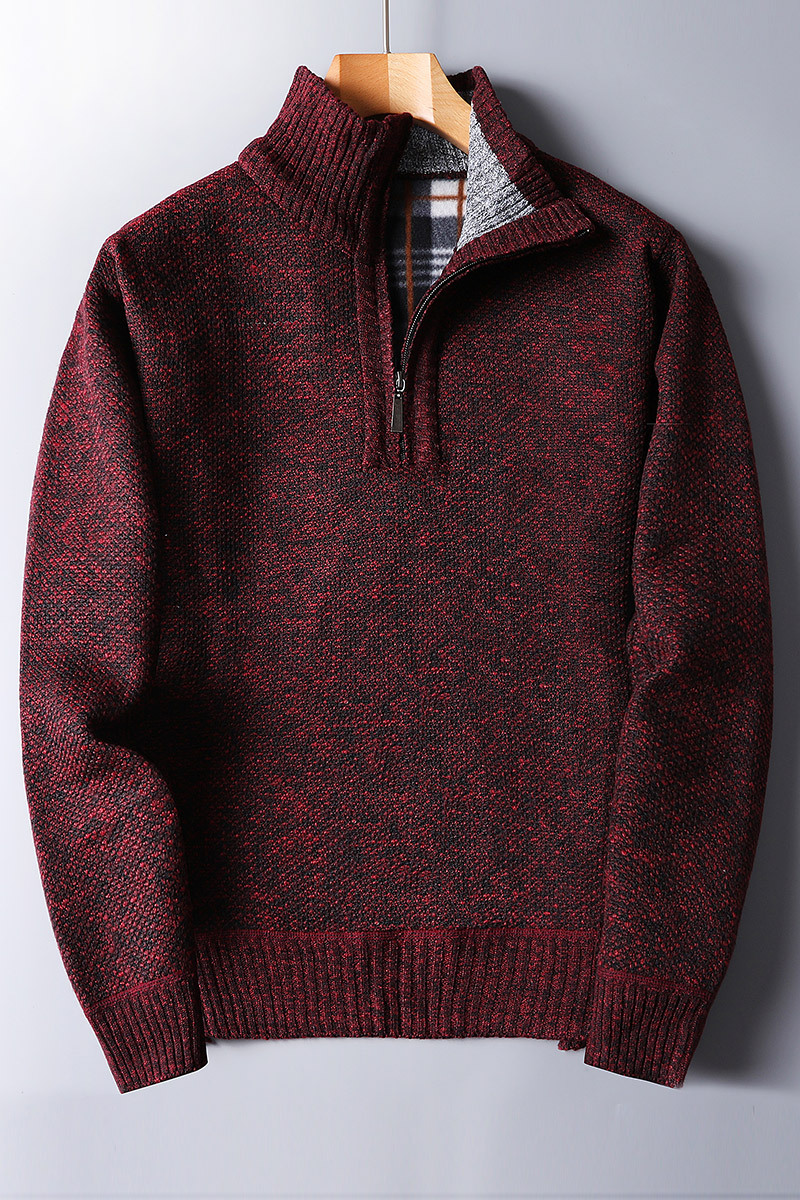 Jersey de punto acanalado para hombre con cremallera 1/4