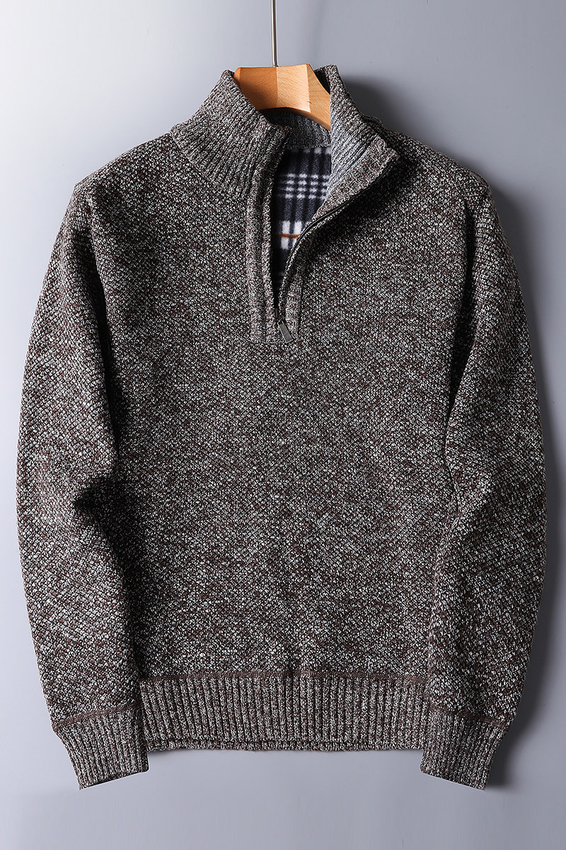 Jersey de punto acanalado para hombre con cremallera 1/4