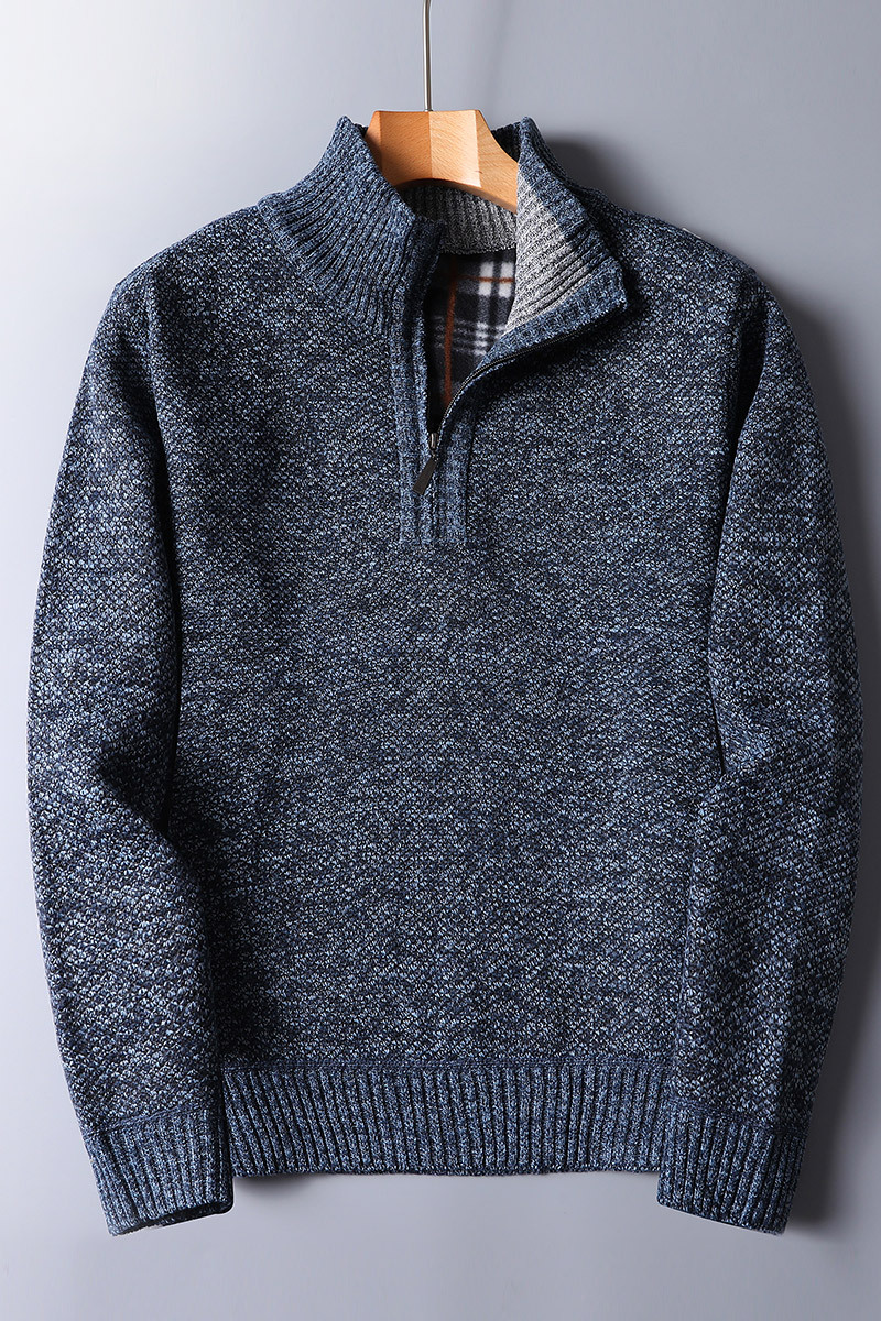 Jersey de punto acanalado para hombre con cremallera 1/4