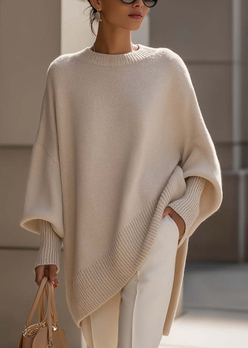 Jersey de Punto Acrílico Suave para Mujer | Jersey Oversized Cómodo con Mangas Murciélago | Moda Cálida de Invierno