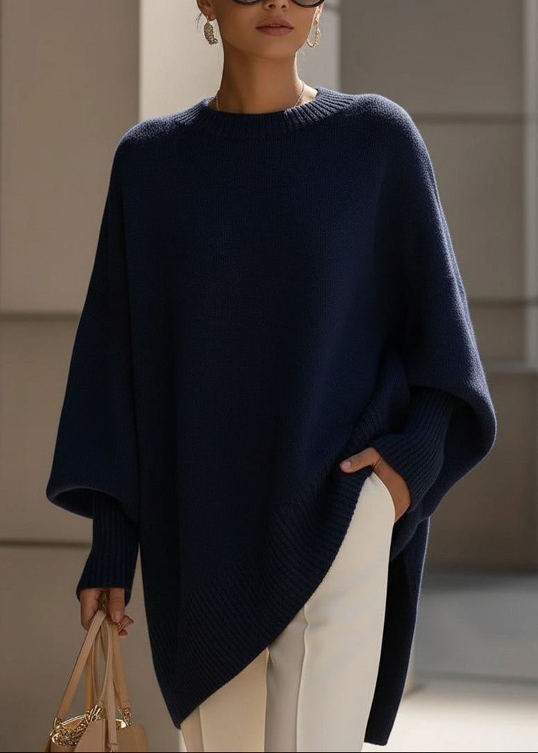 Jersey de Punto Acrílico Suave para Mujer | Jersey Oversized Cómodo con Mangas Murciélago | Moda Cálida de Invierno