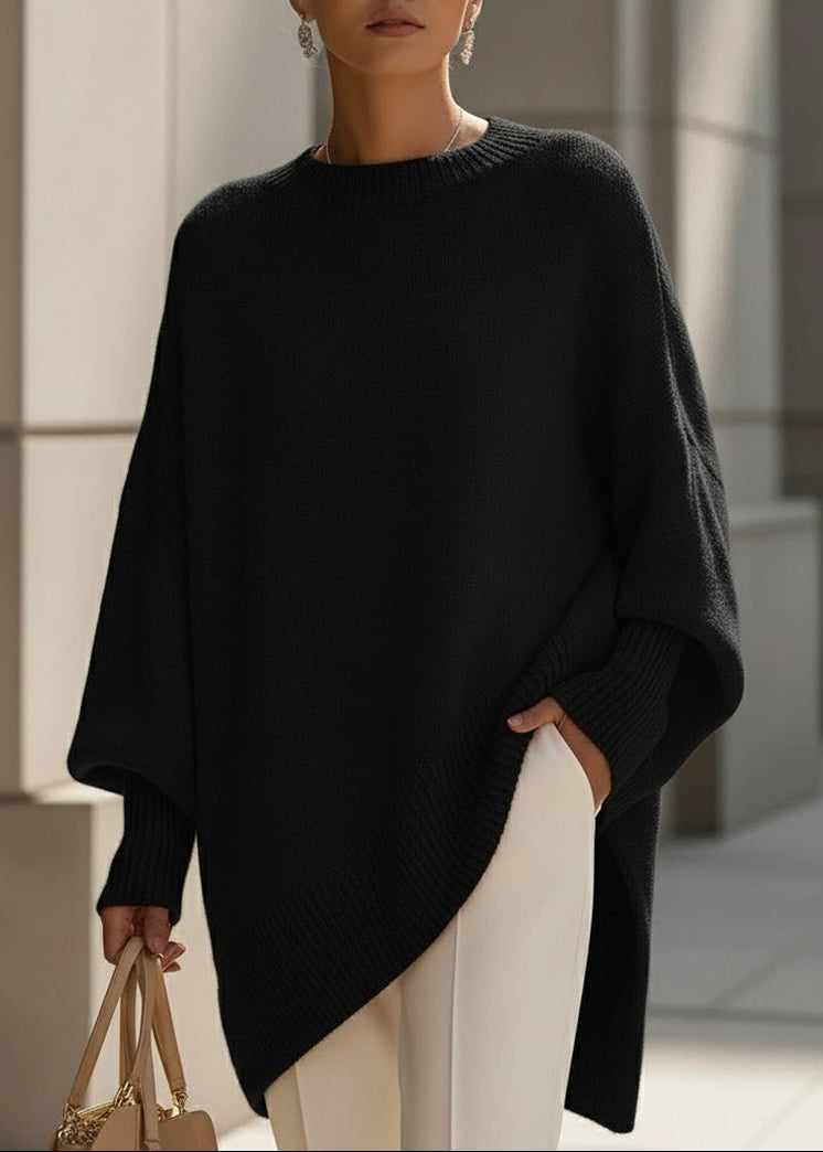 Jersey de Punto Acrílico Suave para Mujer | Jersey Oversized Cómodo con Mangas Murciélago | Moda Cálida de Invierno
