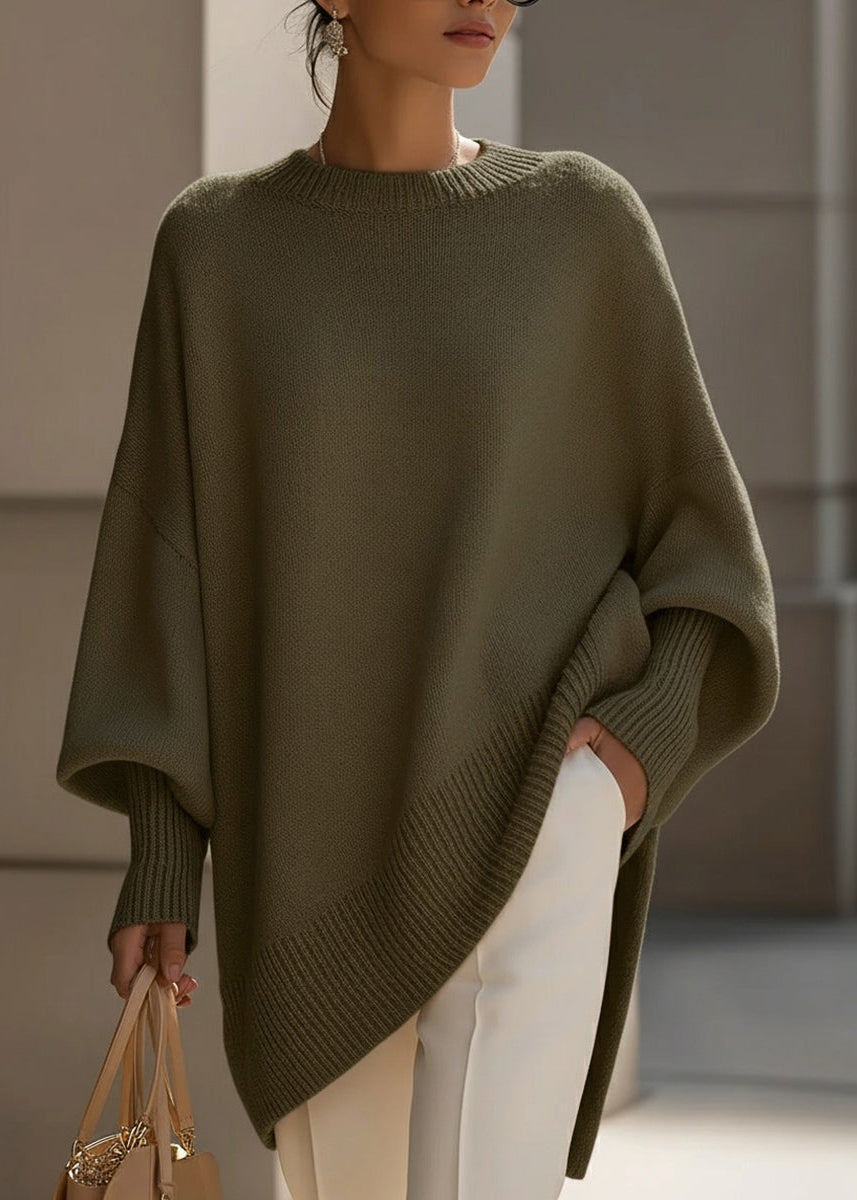Jersey de Punto Acrílico Suave para Mujer | Jersey Oversized Cómodo con Mangas Murciélago | Moda Cálida de Invierno