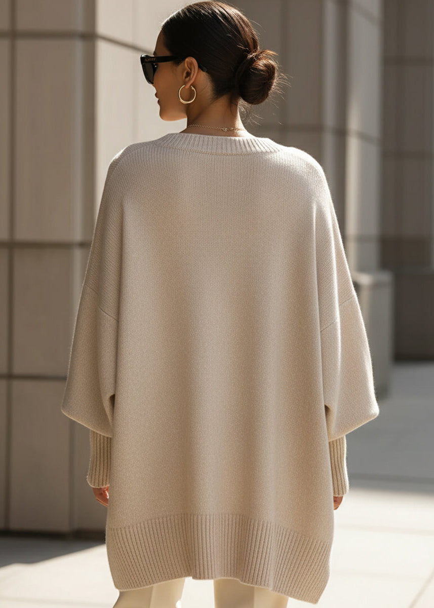 Jersey de Punto Acrílico Suave para Mujer | Jersey Oversized Cómodo con Mangas Murciélago | Moda Cálida de Invierno