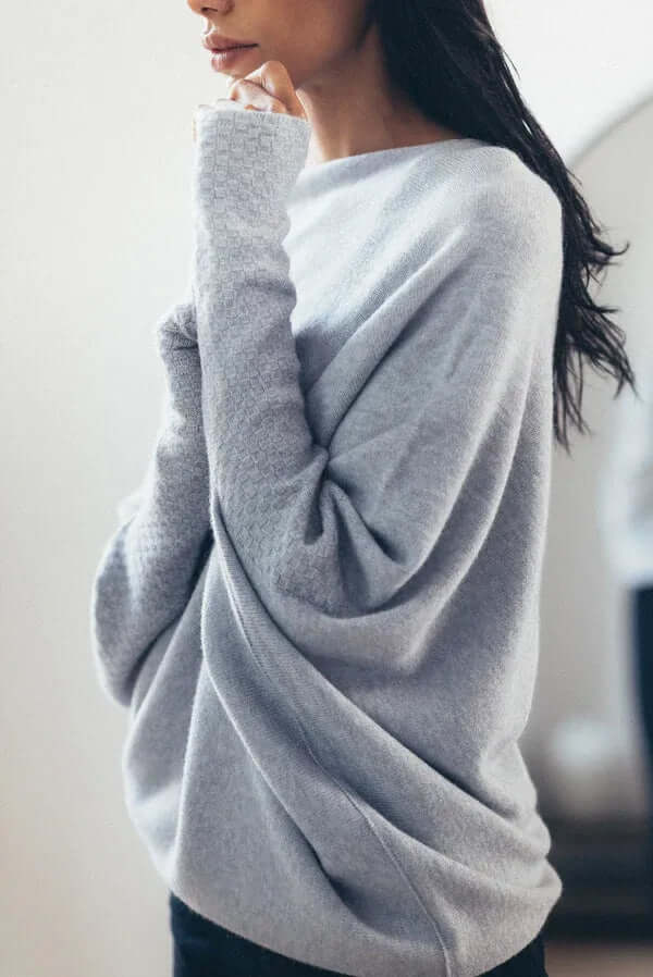 Jersey de punto asimétrico con drapeado para mujer | Suave y cálido