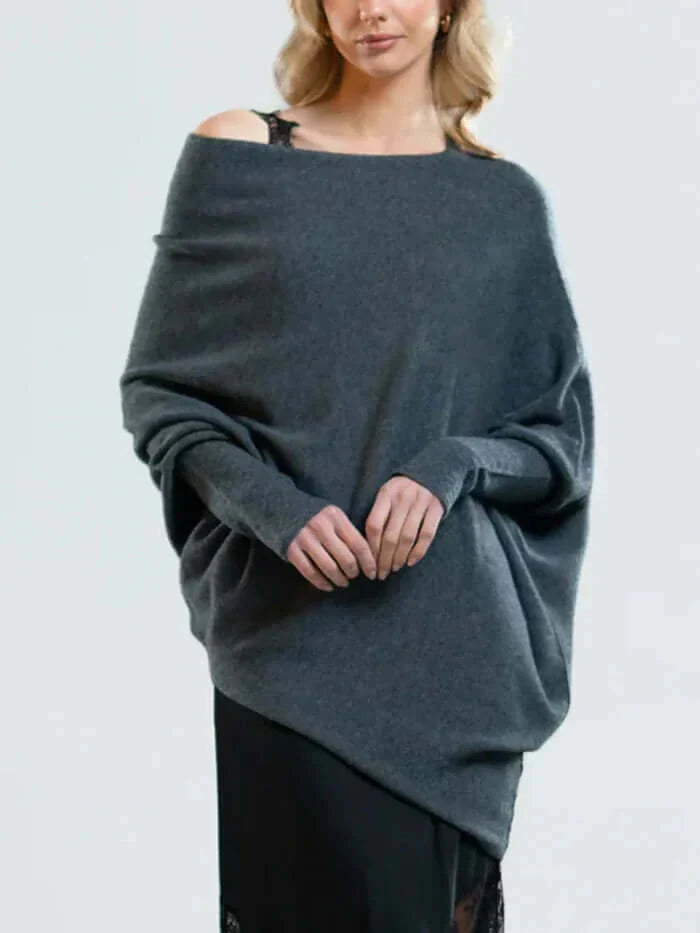 Jersey de punto asimétrico con drapeado para mujer | Suave y cálido
