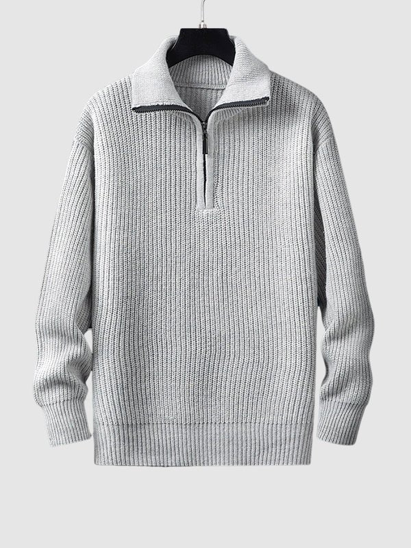 Jersey de punto canalé con media cremallera para hombre