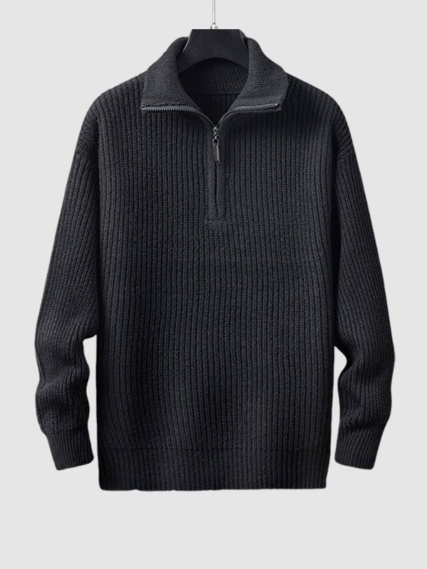 Jersey de punto canalé con media cremallera para hombre