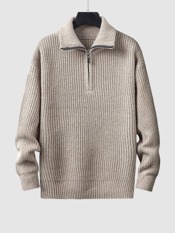 Jersey de punto canalé con media cremallera para hombre