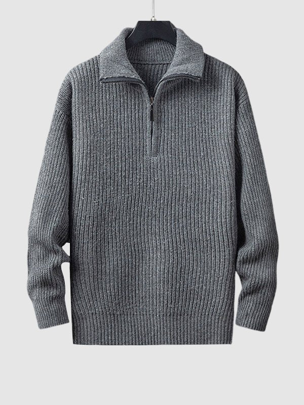 Jersey de punto canalé con media cremallera para hombre