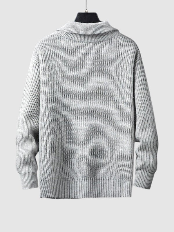 Jersey de punto canalé con media cremallera para hombre