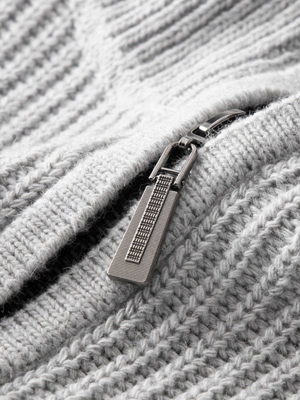 Jersey de punto canalé con media cremallera para hombre