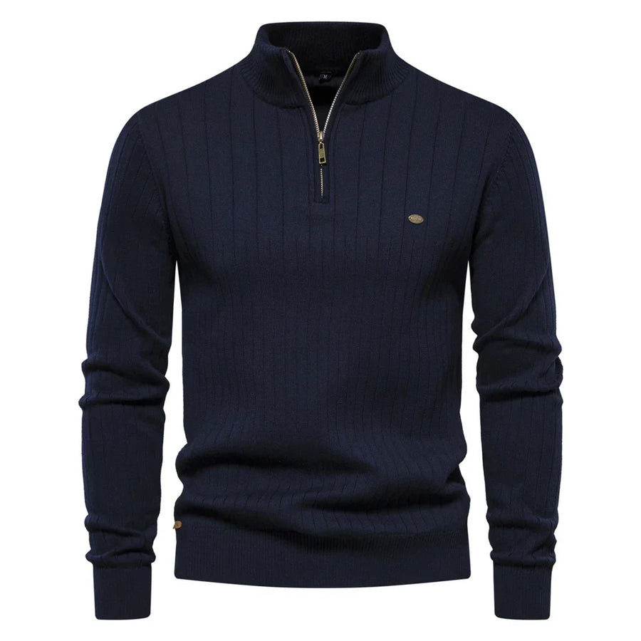 Jersey de punto casual para hombre con cremallera