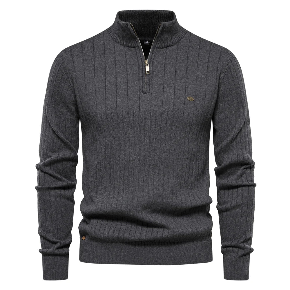 Jersey de punto casual para hombre con cremallera