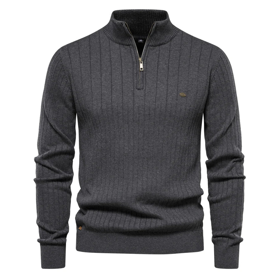 Jersey de punto casual para hombre con cremallera
